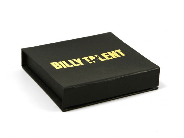Schwarze schlichte Klappbox mit einfarbigem Siebdruck - Billy Talent