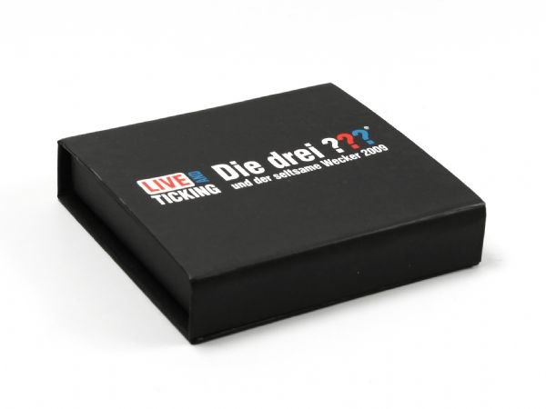 Schwarze USB-Stick Verpackung, Klappbox mit Logoaufdruck