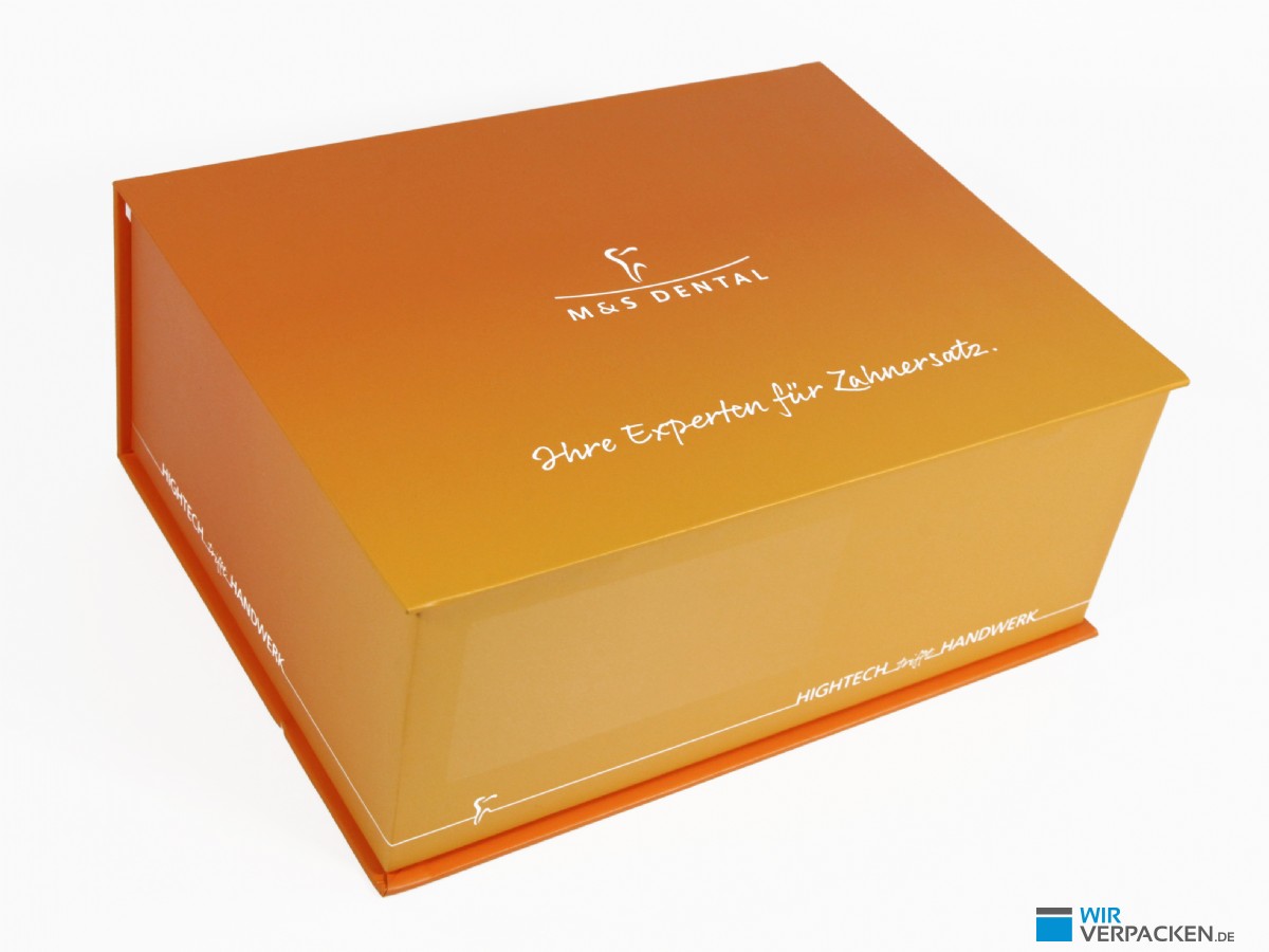 Zahnbox orange mit Aufdruck